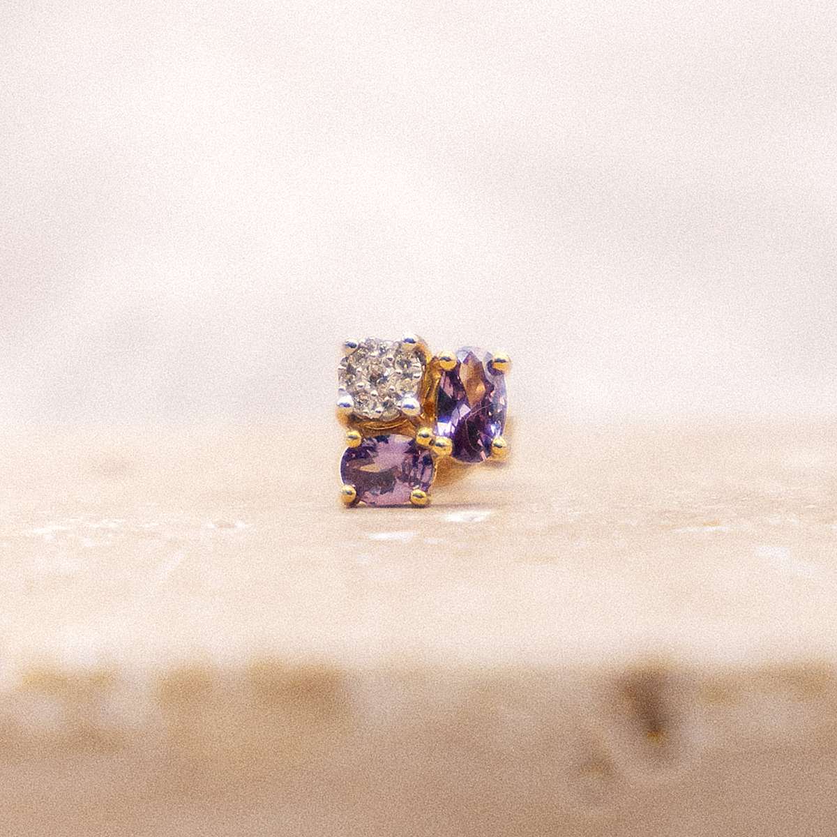 Ohrringe 375/- Gold Rhodiniert Amethyst
