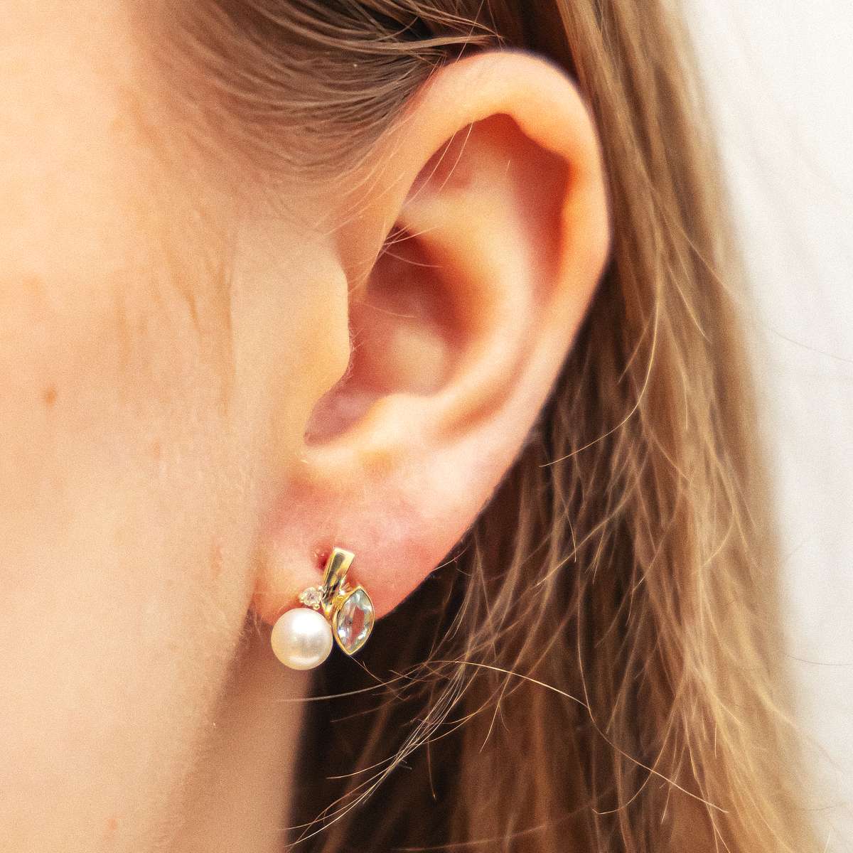 Ohrringe 375/- Gold Blautopas