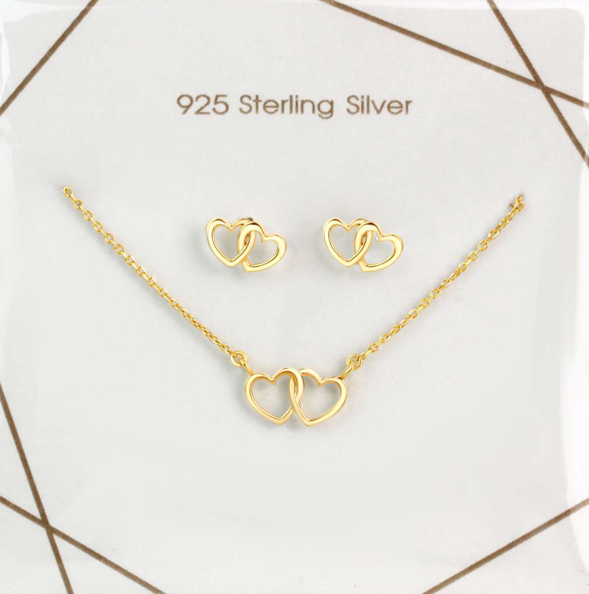 Schmuck-Set – 925 Silber vergoldet · Doppelherz