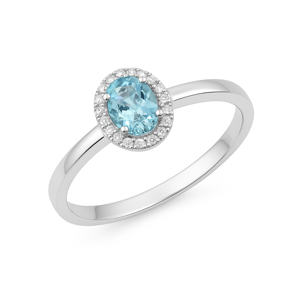 Ring 585/- Weißgold rhodiniert Aquamarine 0,09ct.