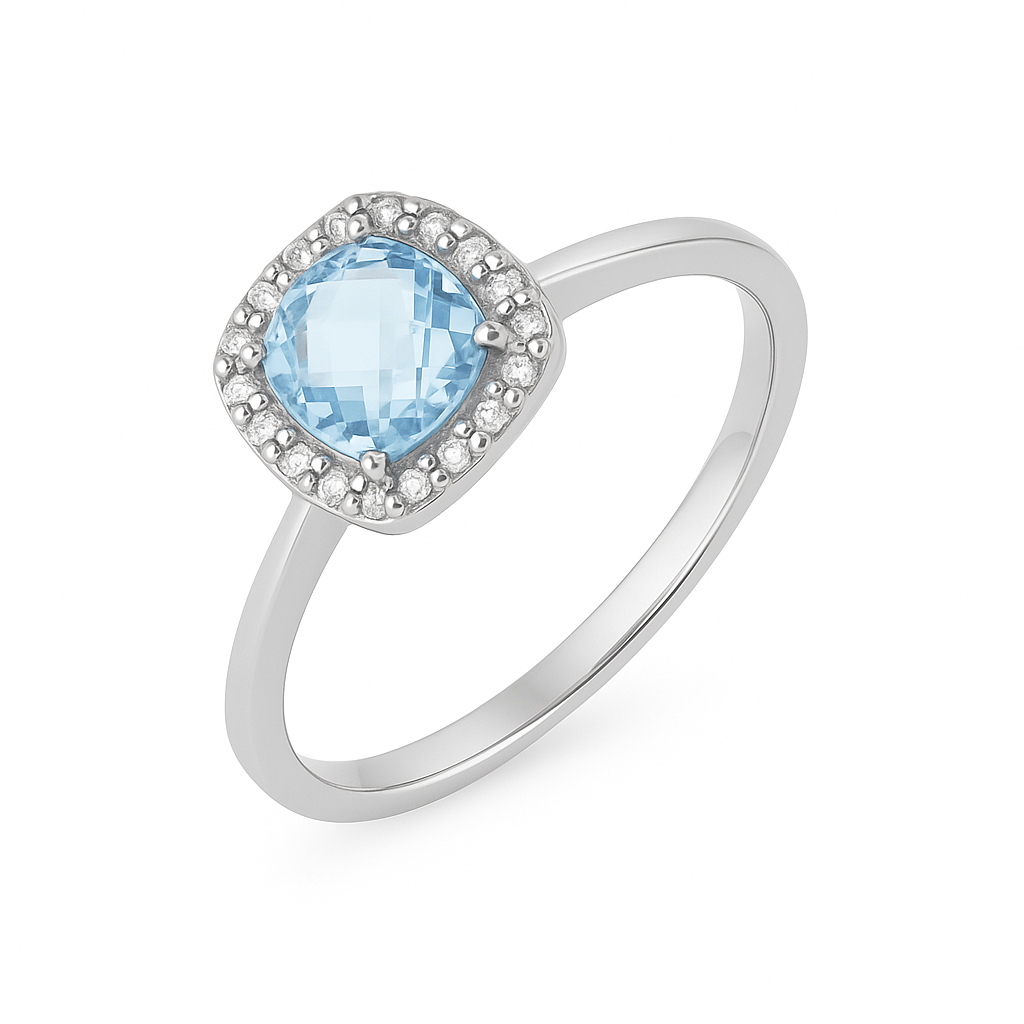 Ring 375/- Weißgold Topas