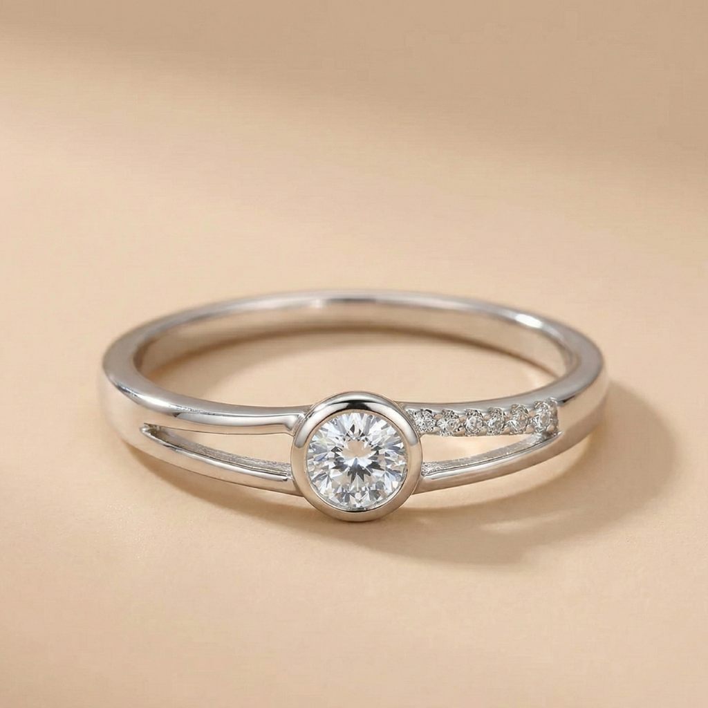 Ring 375/- Weißgold rhodiniert Zirkonia