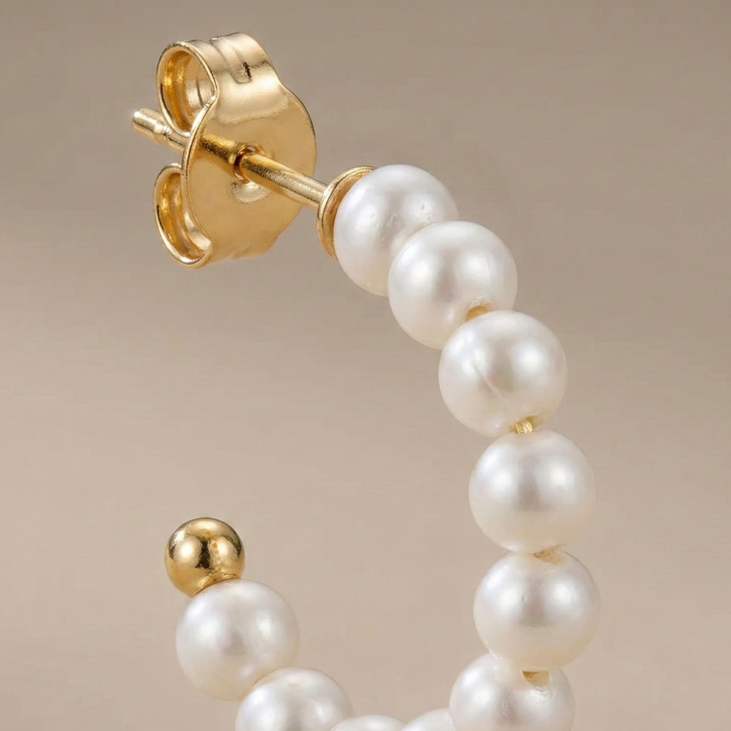 Creolen 925/- Sterling Silber vergoldet Perle