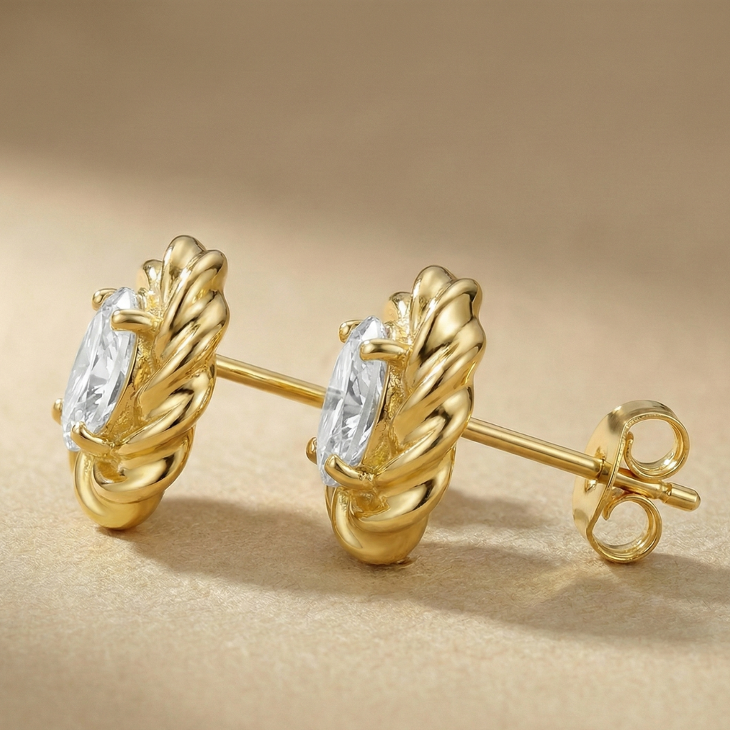 Ohrstecker 925/- Sterling Silber vergoldet Zirkonia