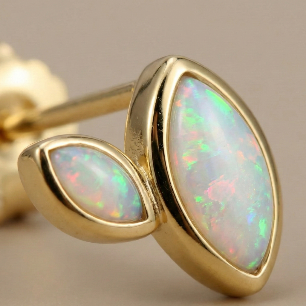 Opal-Ohrstecker (9 mm) – 925 Silber vergoldet