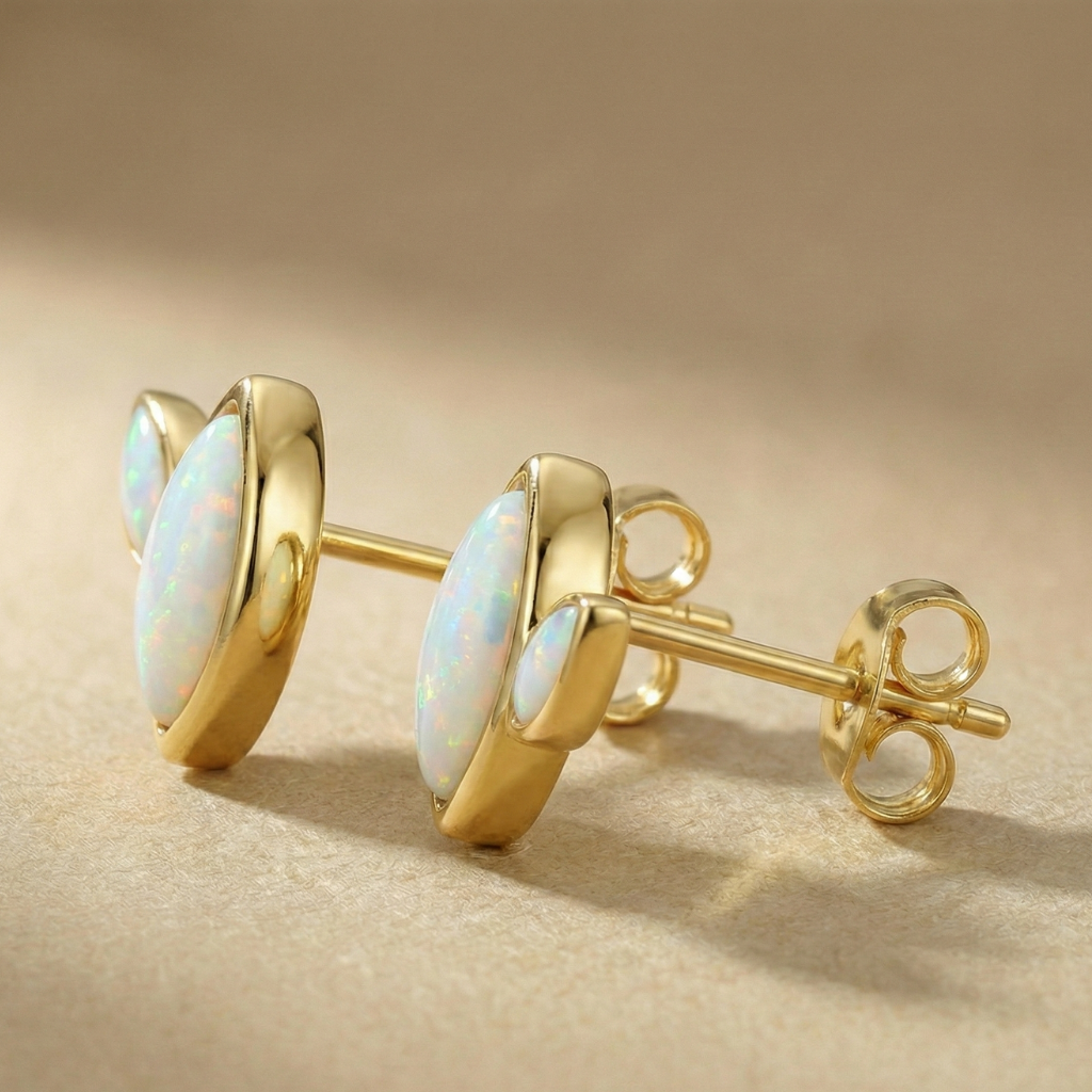 Ohrstecker 925/- Sterling Silber vergoldet Opal