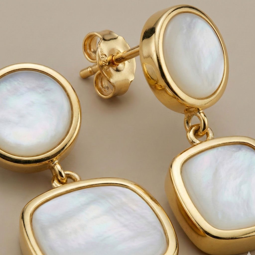 Ohrstecker 925/- Sterling Silber vergoldet Perlmutt