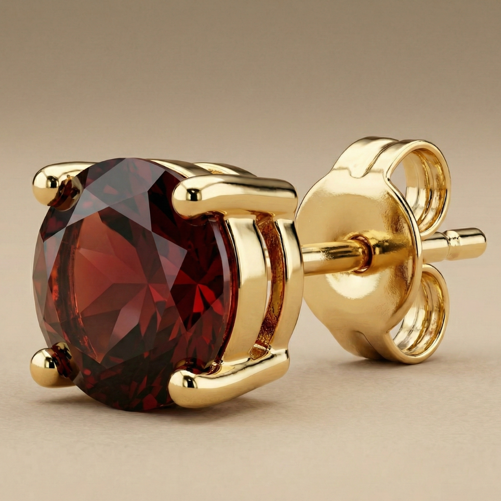 Ohrstecker 925/- Sterling Silber vergoldet Granat