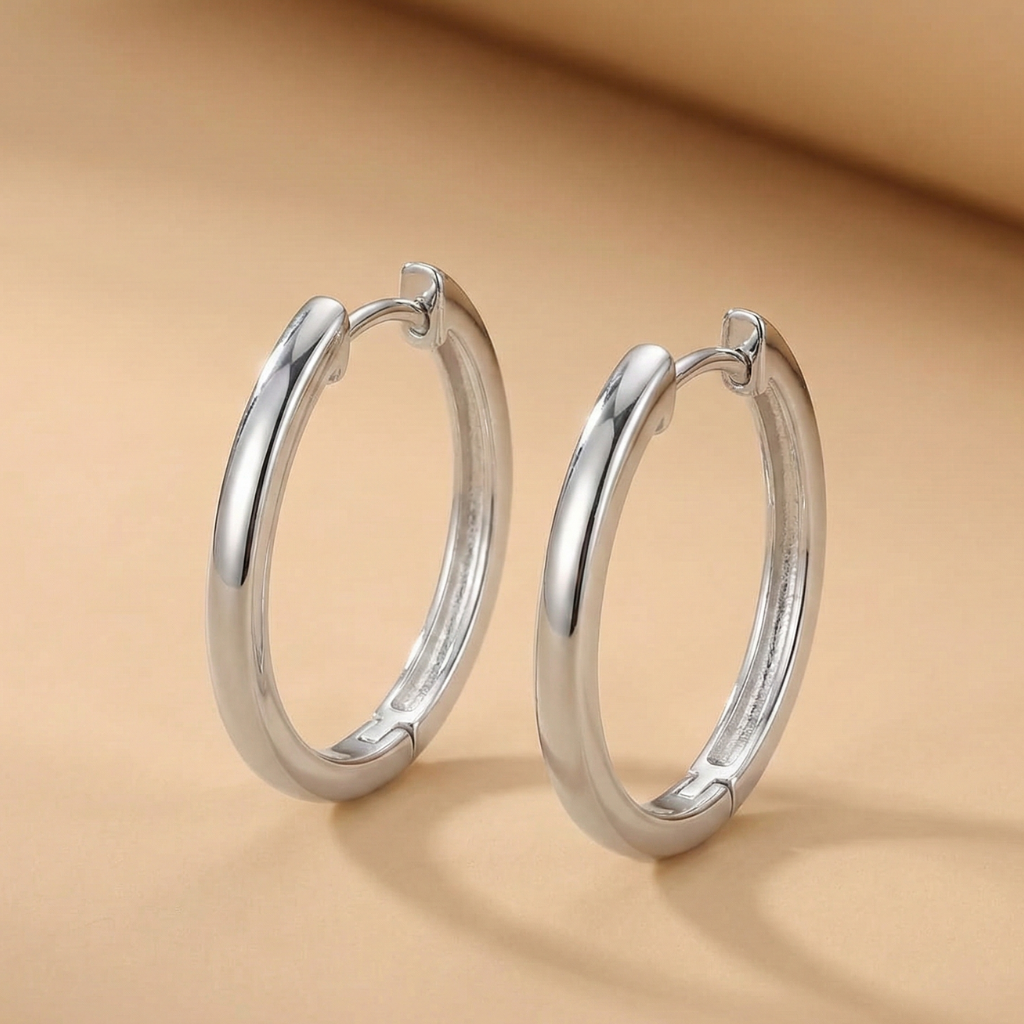 Klappcreolen – 925 Silber rhodiniert (20 mm)
