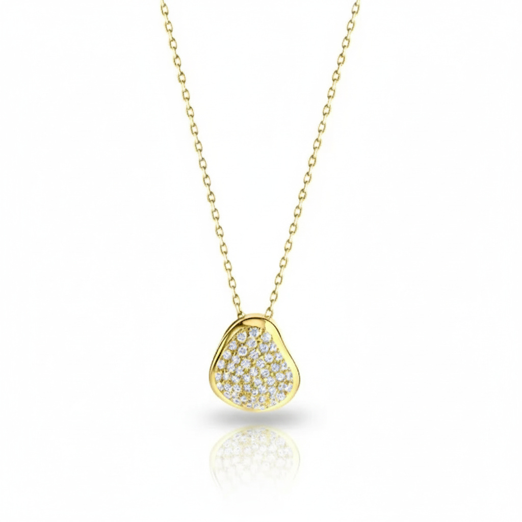 Collier Ankerkette 333/- Gold rhodiniert Zirkonia