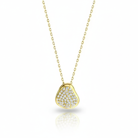 Collier Ankerkette 333/- Gold rhodiniert Zirkonia