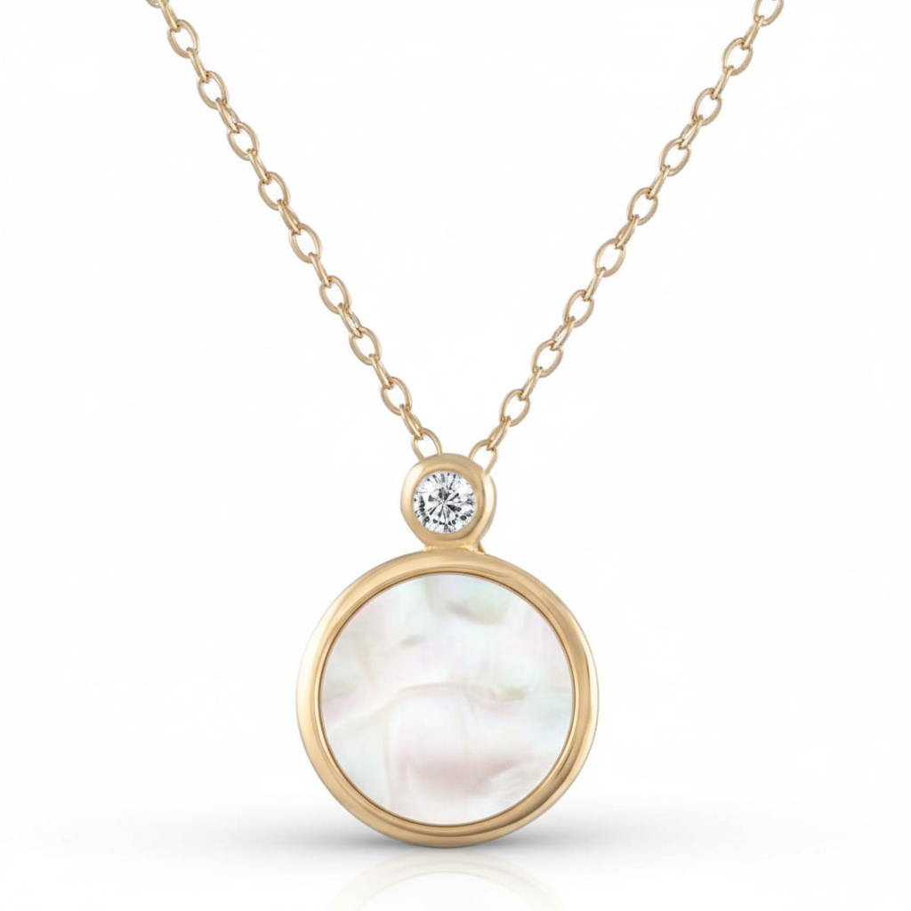 Collier 925/- Sterling Silber vergoldet Perlmutt