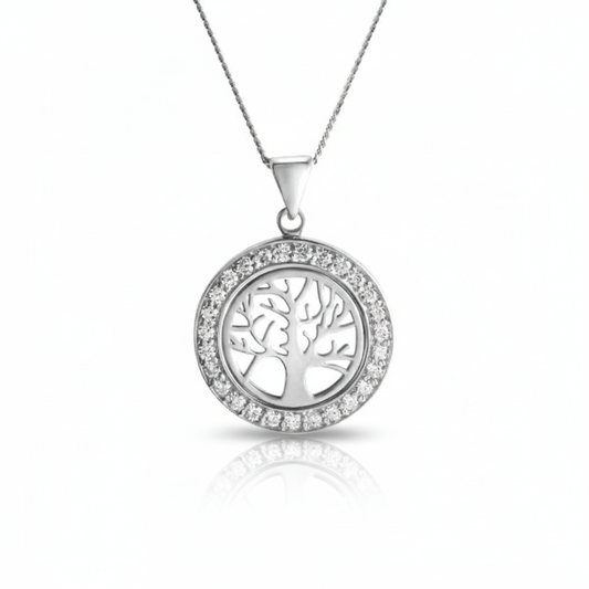 Anhänger mit Kette Panzerkette 925/- Sterling Silber Zirkonia