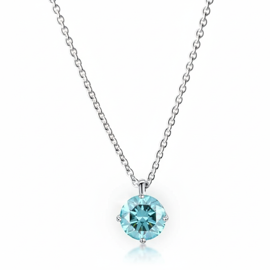 Collier Ankerkette 375/- Weißgold Blautopas