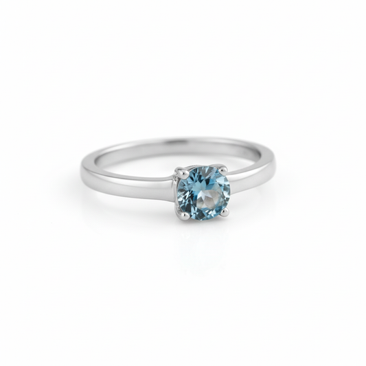Ring 925/- Sterling Silber rhodiniert Blautopas