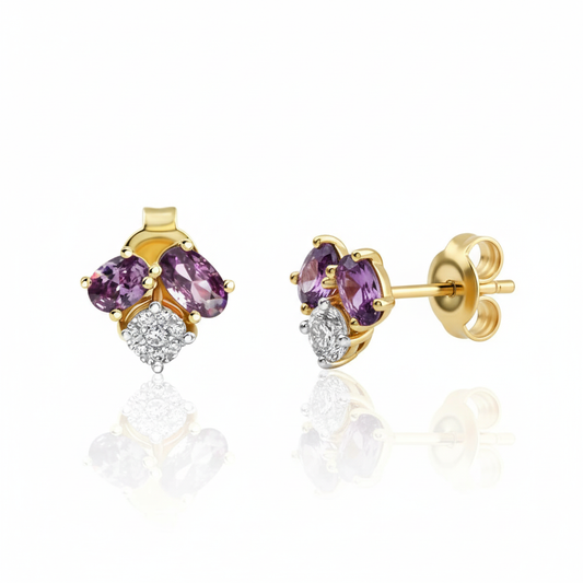 Ohrringe 375/- Gold Rhodiniert Amethyst