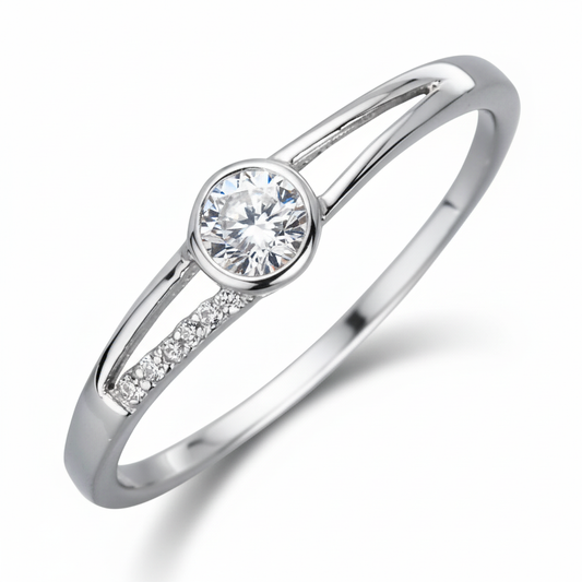Ring 375/- Weißgold rhodiniert Zirkonia