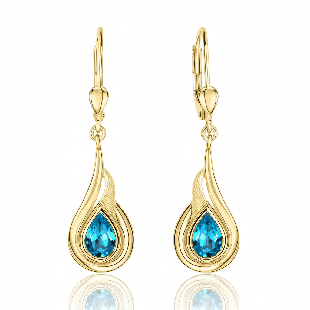 Ohrhänger 375/- Gold Blautopas