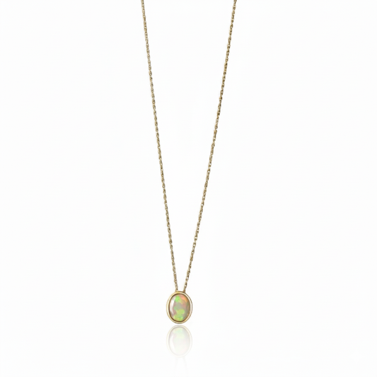 Anhänger mit Kette Ankerkette 585/- Gold Opal