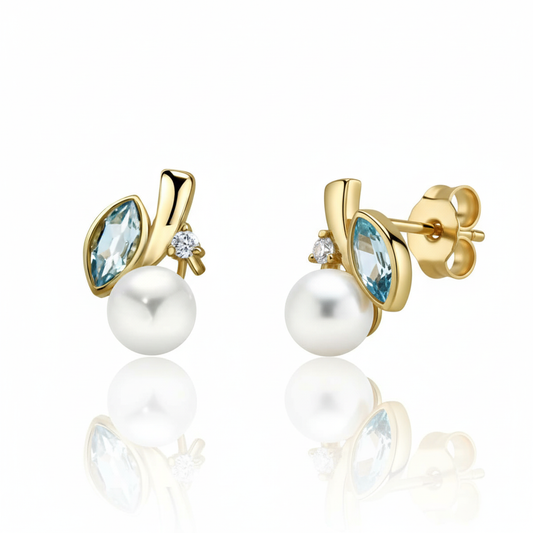 Ohrringe 375/- Gold Blautopas