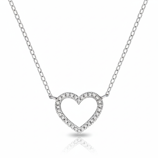 Herz Weißgold Ankerkette 585/- Gold Diamant 0,055ct