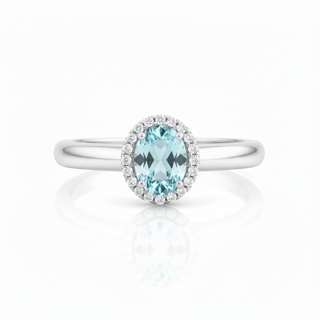 Ring 585/- Weißgold rhodiniert Aquamarine 0,09ct.