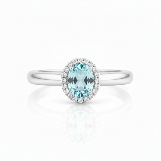 Ring 585/- Weißgold rhodiniert Aquamarine 0,09ct.