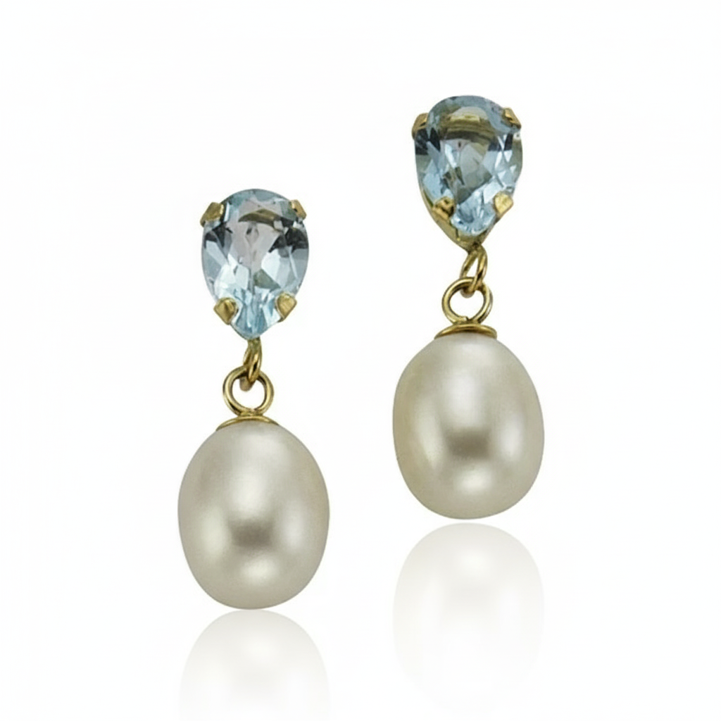 Ohrringe 333/- Gold Blautopas