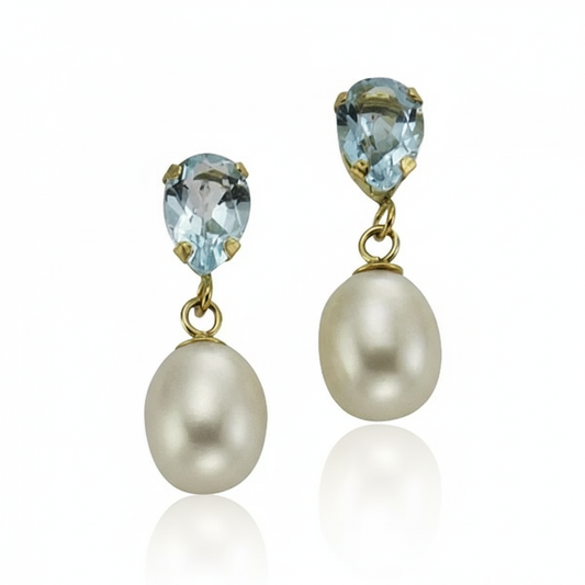 Ohrringe 333/- Gold Blautopas