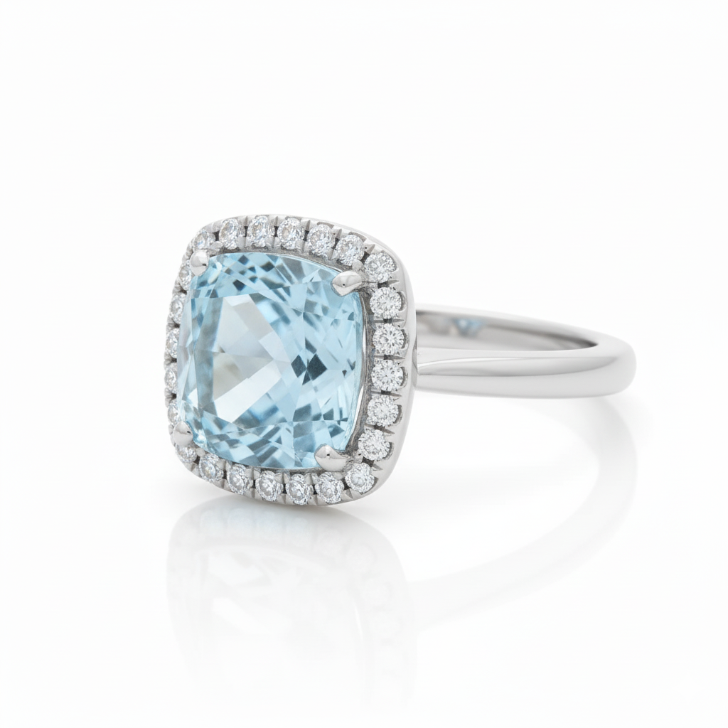 Ring 375/- Weißgold Topas