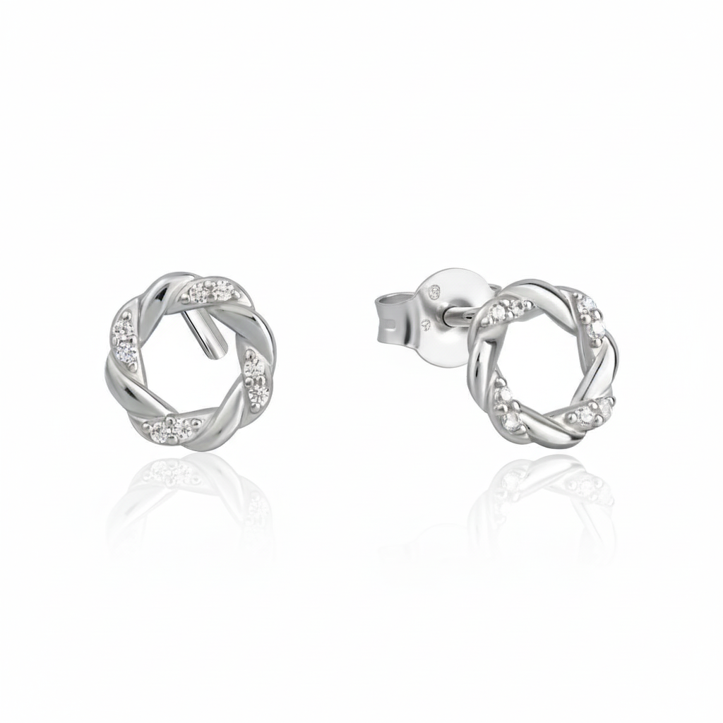 Ohrstecker 925/- Sterling Silber rhodiniert Zirkonia