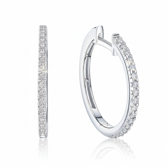 Klappcreolen 585/- Weißgold Zirkonia