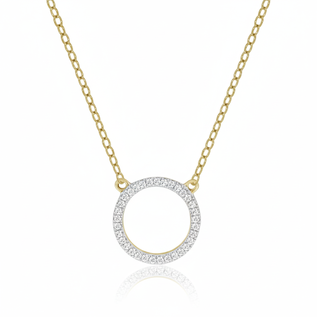 375/- Gold Halskette Diamant 0,05ct
