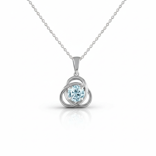 Anhänger mit Kette 925/- Sterling Silber rhodiniert Blautopas