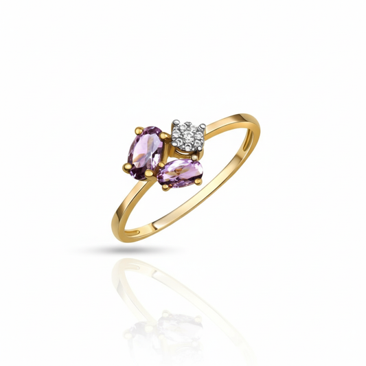 Ring 375/- Gold rhodiniert Amethyst