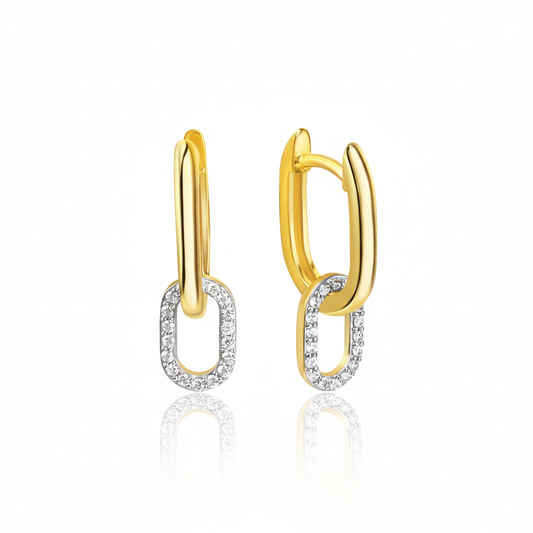 Creolen 925/- Sterling Silber vergoldet Zirkonia