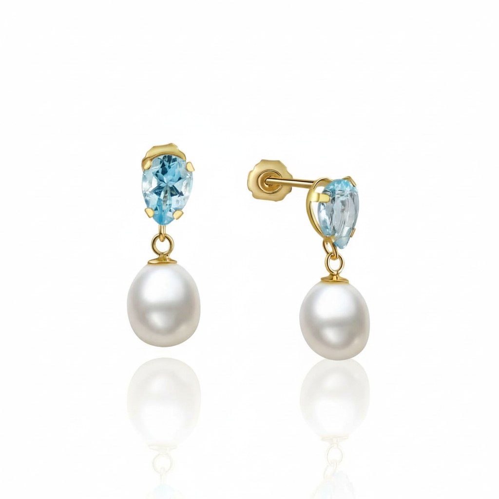Ohrringe 333/- Gold Blautopas