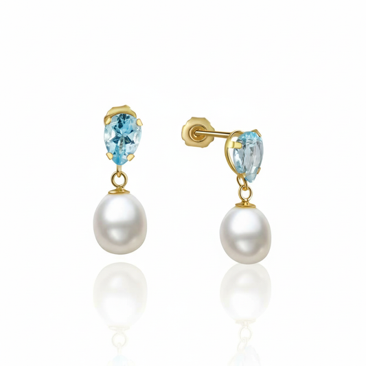 Ohrringe 333/- Gold Blautopas