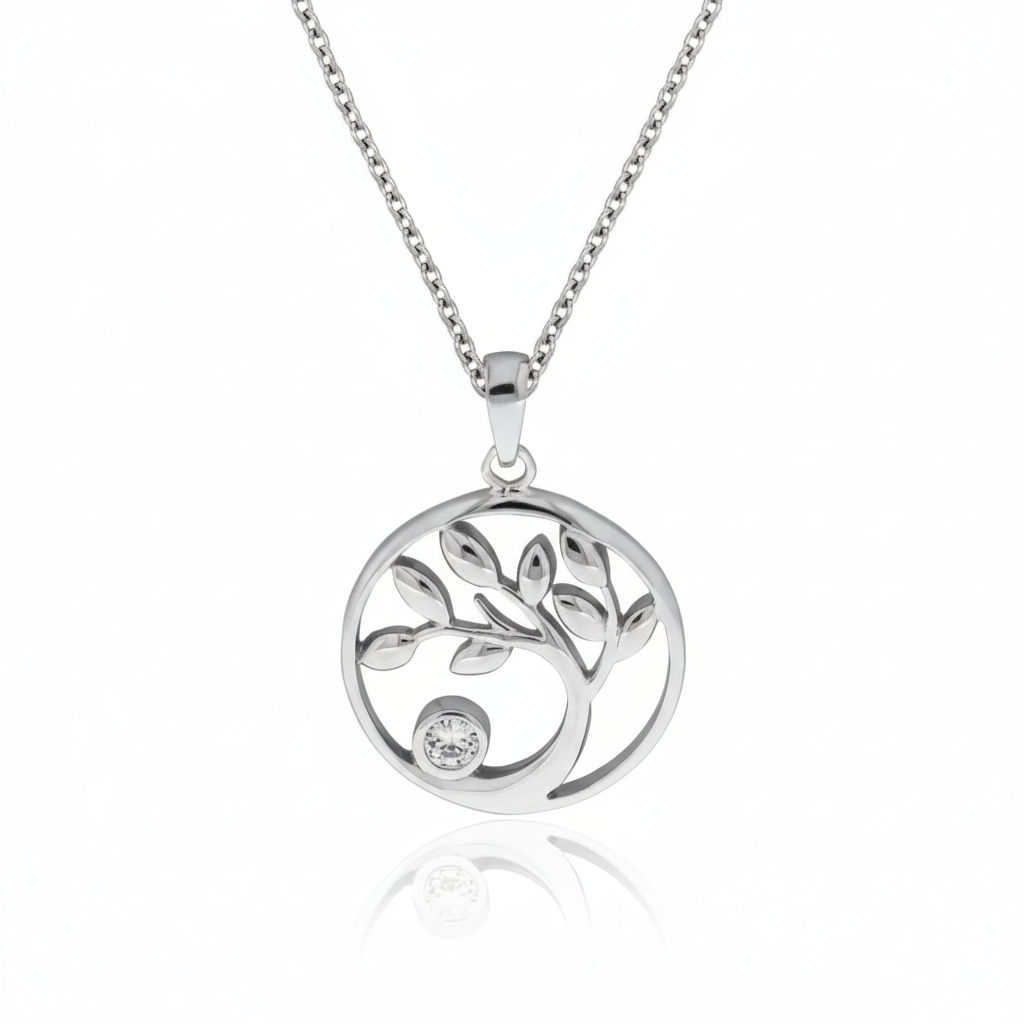 Ankerkette 925/- Sterling Silber rhodiniert Zirkonia