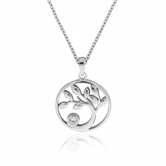 Ankerkette 925/- Sterling Silber rhodiniert Zirkonia