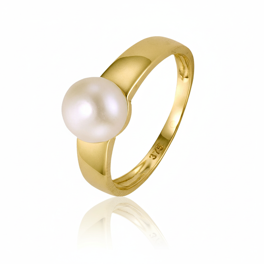 Ring 375/- Gold Rhodiniert Süßwasserzuchtperle