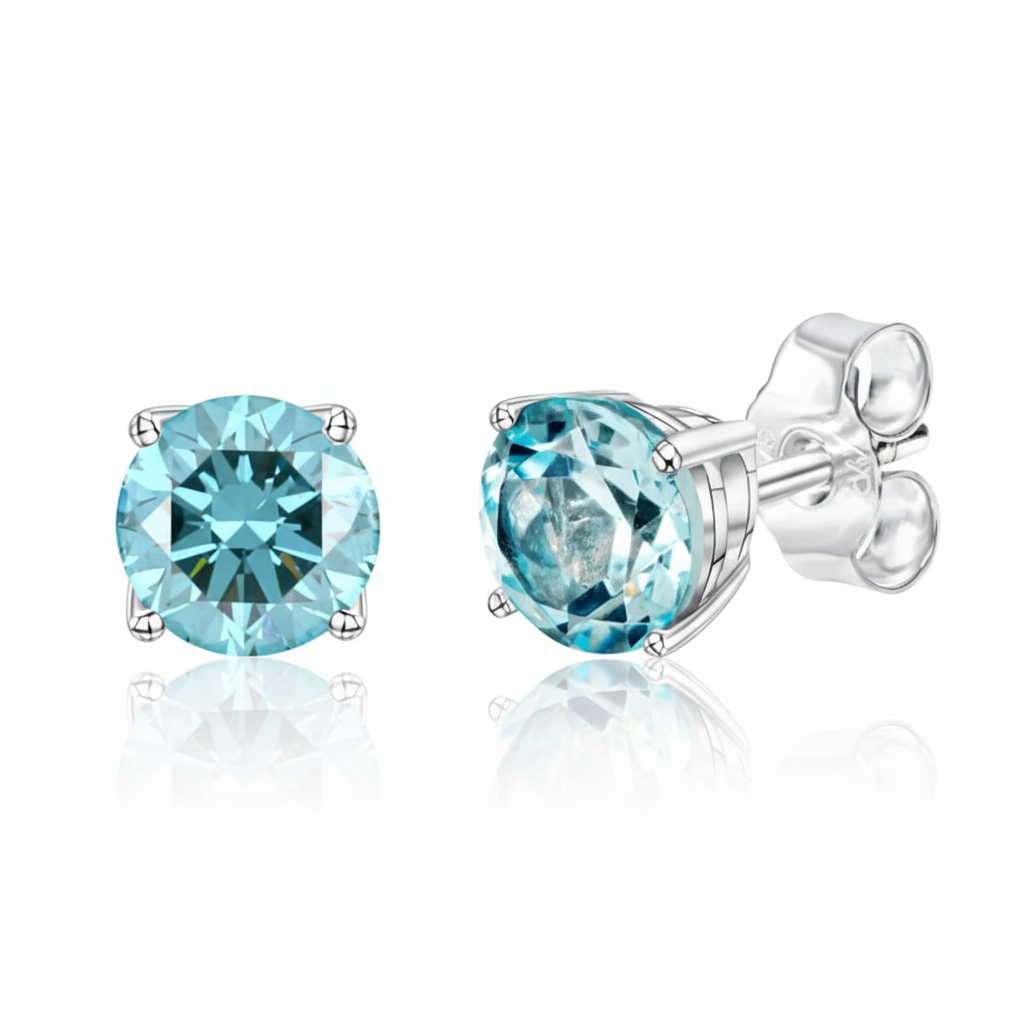Ohrstecker 375/- Weißgold Blautopas