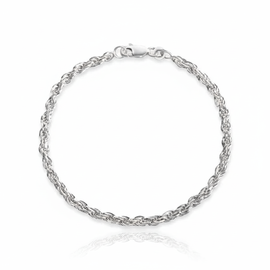 Armband Kordelkette 925/- Sterling Silber 19cm