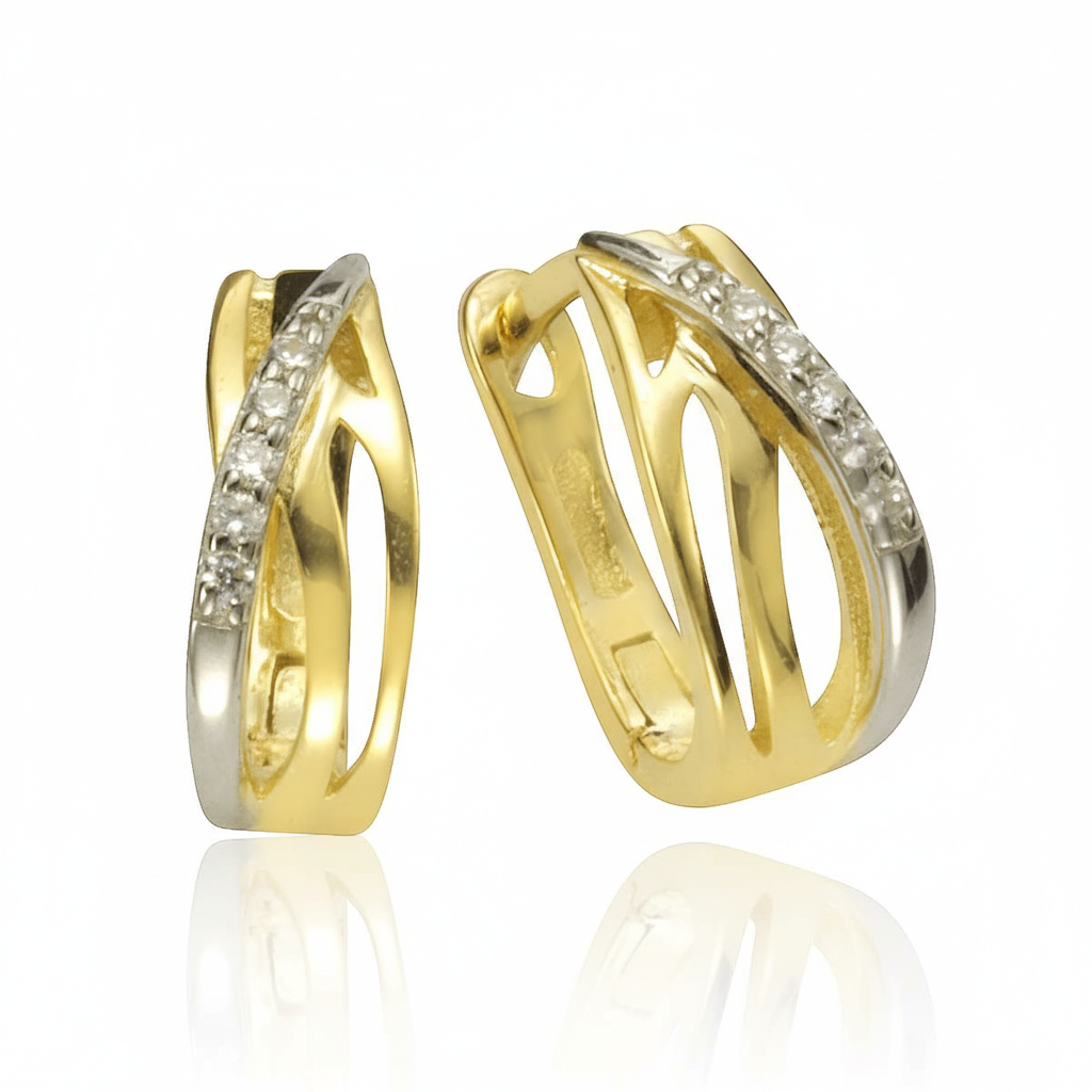 Ohrringe 925/- Sterling Silber vergoldet Zirkonia