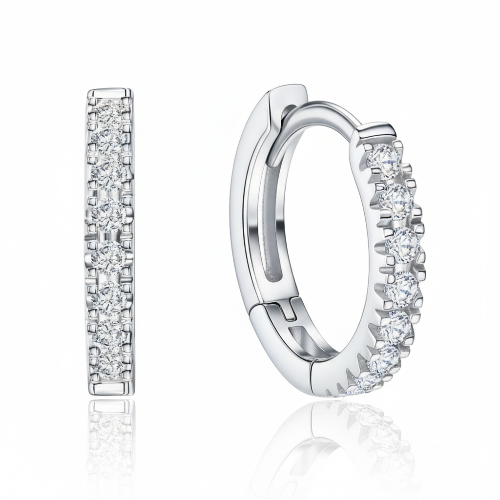 Klappcreolen 585/- Weißgold Zirkonia