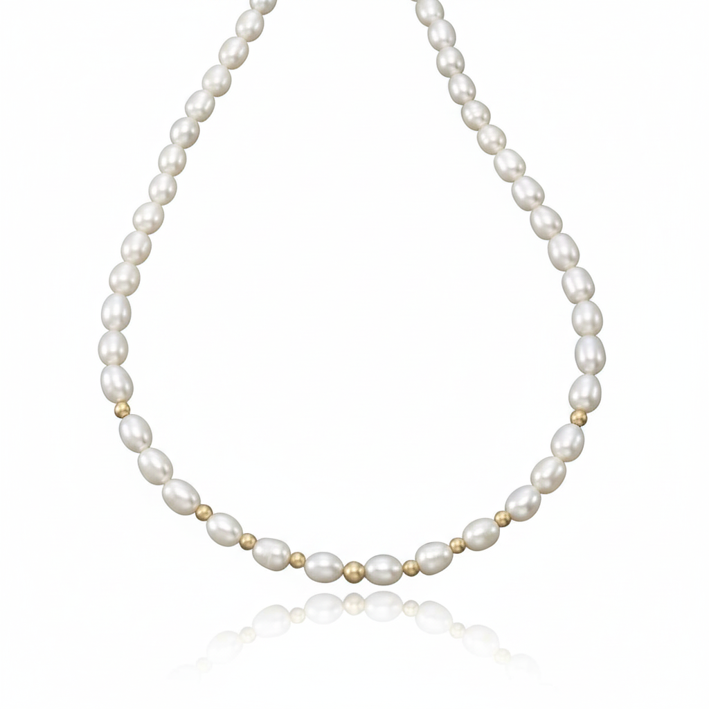 Collier 585/- Gold vergoldet Süßwasserzuchtperle