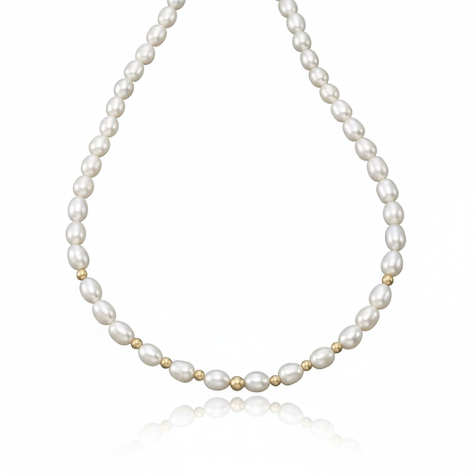 Collier 585/- Gold vergoldet Süßwasserzuchtperle