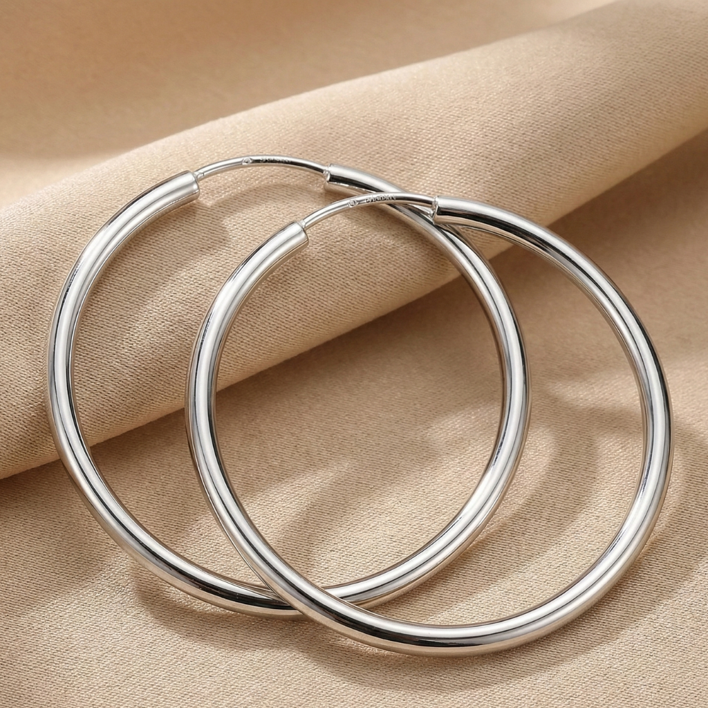 Creolen – 925 Silber rhodiniert (50 mm)