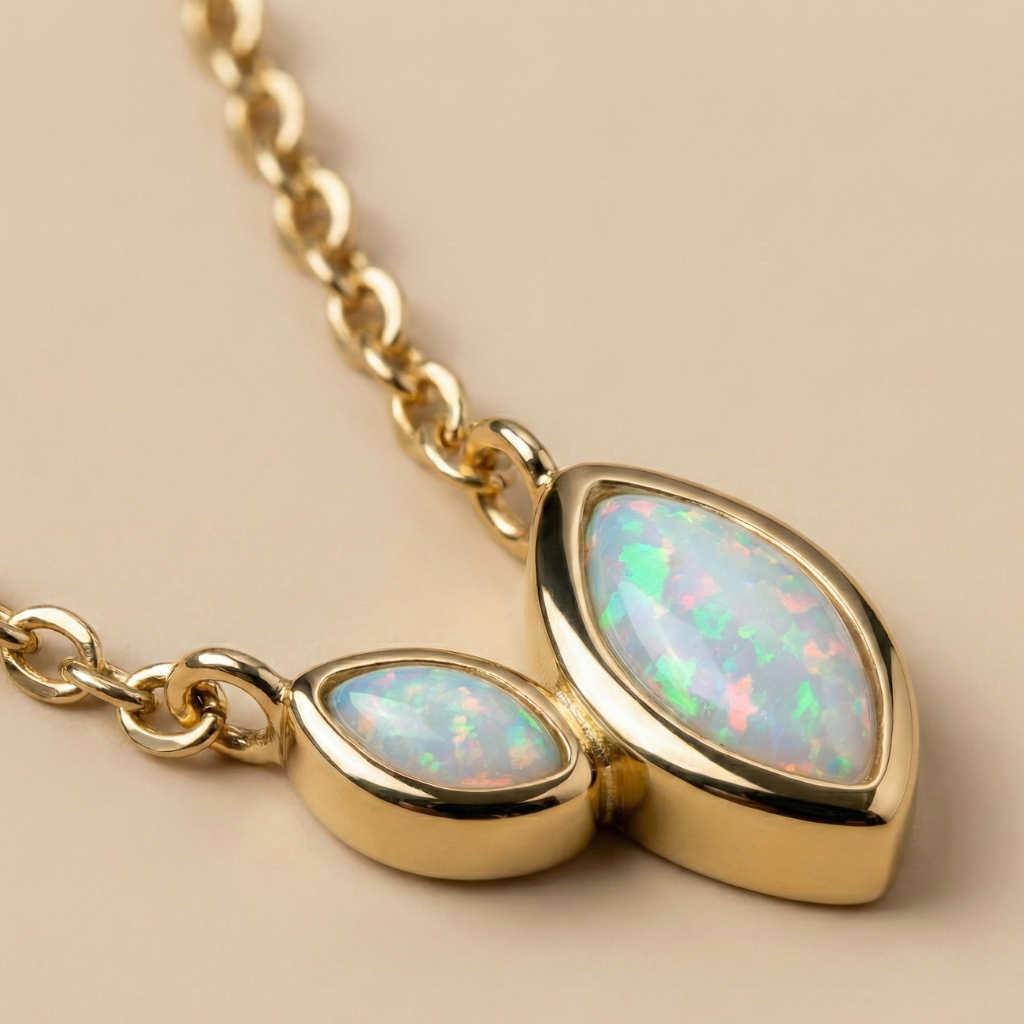 Ankerkette 925/- Sterling Silber vergoldet Opal