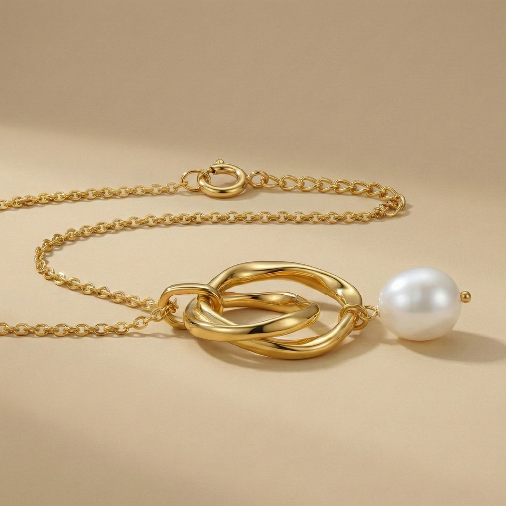 Ankerkette 925/- Sterling Silber vergoldet Süßwasserzuchtperle